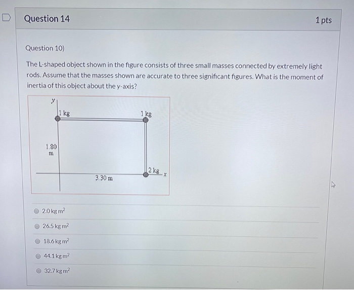 Solved Question 14 1 Pts Question 10 The L Shaped Object Chegg