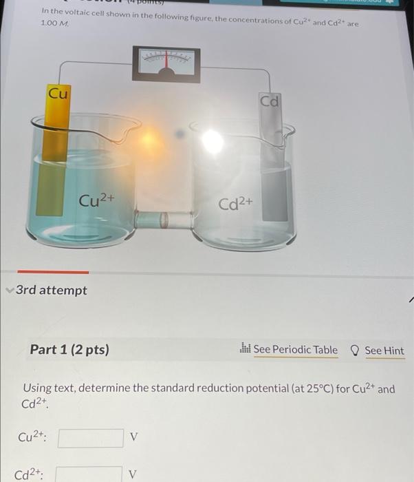 Solved In The Voltaic Cell Shown In The Following Figure Chegg