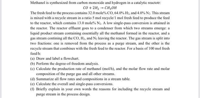 Solved Methanol Is Synthesized From Carbon Monoxide And Chegg