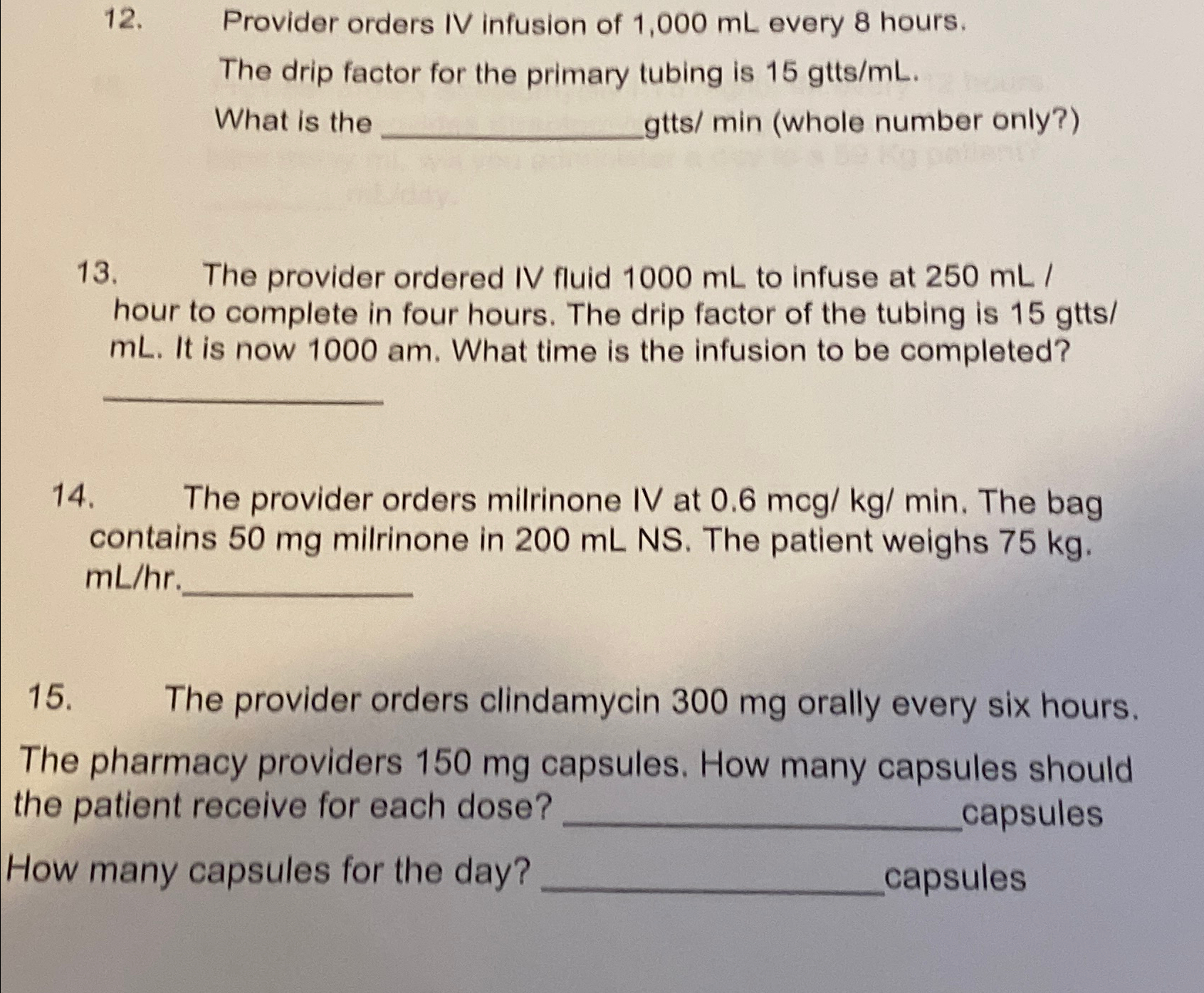 Solved Provider Orders Iv Infusion Of Ml Every Chegg