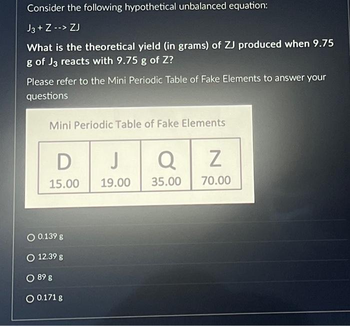 Solved Consider The Following Hypothetical Unbalanced Chegg