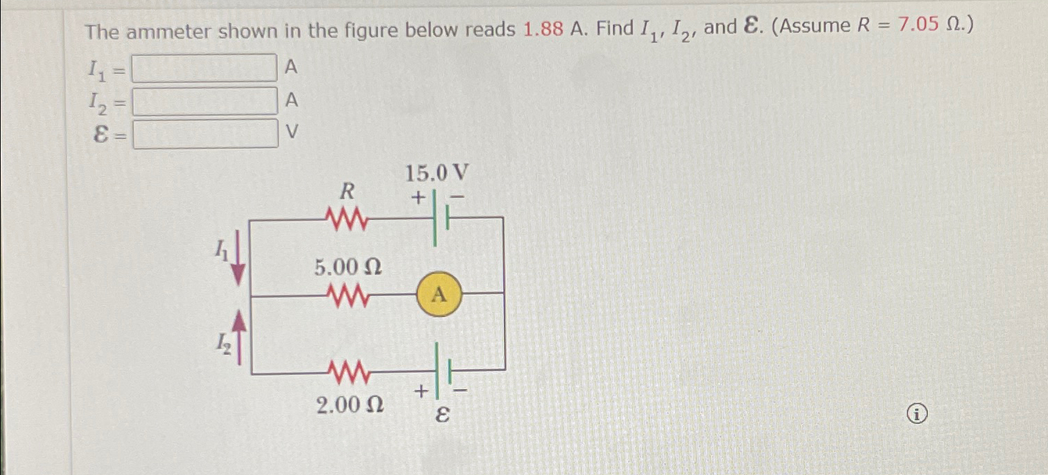 Solved The Ammeter Shown In The Figure Below Reads 1 88A Chegg