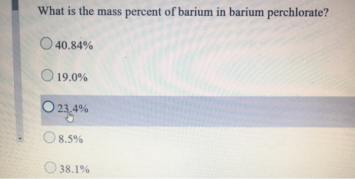 Solved What Is The Mass Percent Of Barium In Barium Chegg