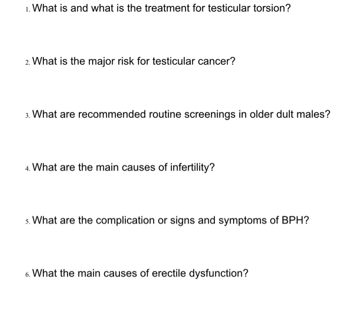 Solved 1 What Is And What Is The Treatment For Testicular Chegg