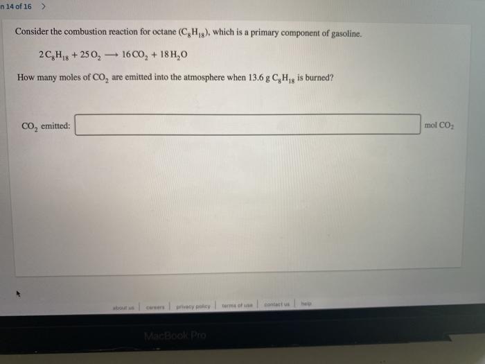 Solved N Of Consider The Combustion Reaction For Chegg