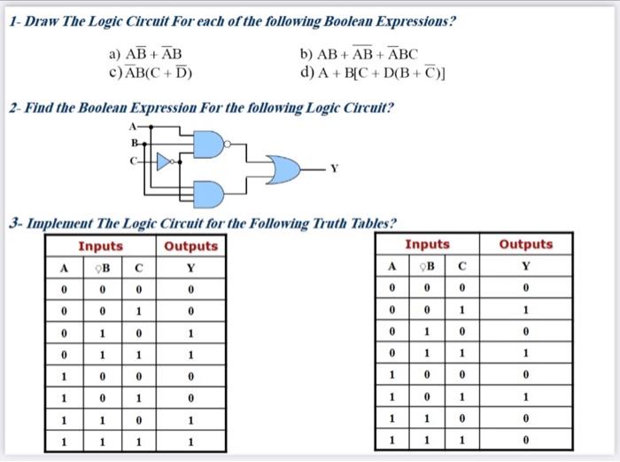 Solved 1 Draw The Logic Circuit For Each Of The Following Chegg