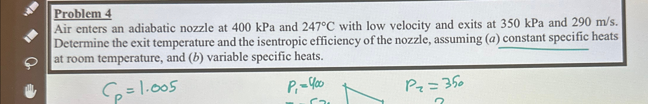 Solved Problem Air Enters An Adiabatic Nozzle At Kpa And Chegg