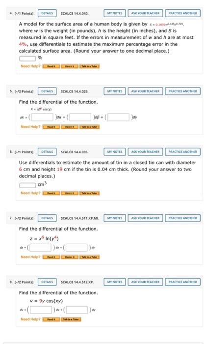 Solved 4 1 Points DETAILS MY NOTES ASK YOUR TEACHER Chegg