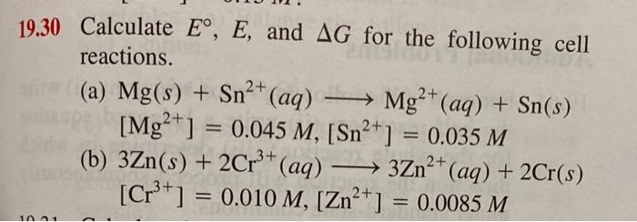 Solved Calculate E E And Delta G For The Following Cell Chegg