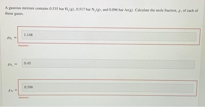 Solved A Gaseous Mixture Contains Bar H G Bar Chegg