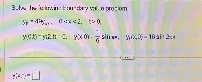 Solved Solve The Following Boundary Value Problem Chegg