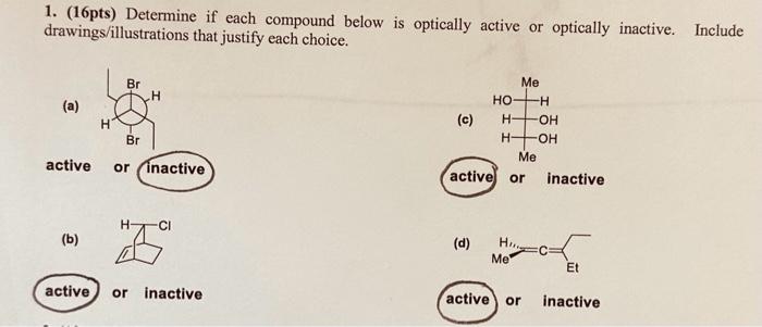 Solved Pts Determine If Each Compound Below Is Chegg