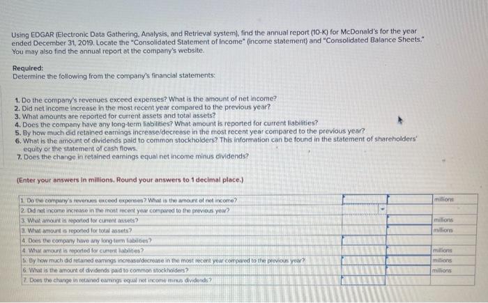 Solved Using Edgar Electronic Data Gathering Analysis And Chegg