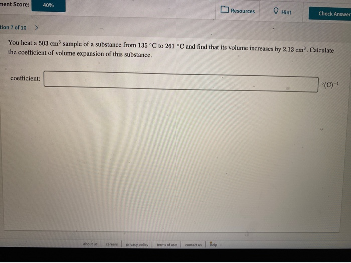 Solved Ment Score 40 O Hint Resources Check Answer Tion 7 Chegg