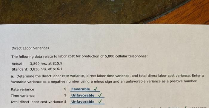 Solved Direct Labor Variances The Following Data Relate To Chegg