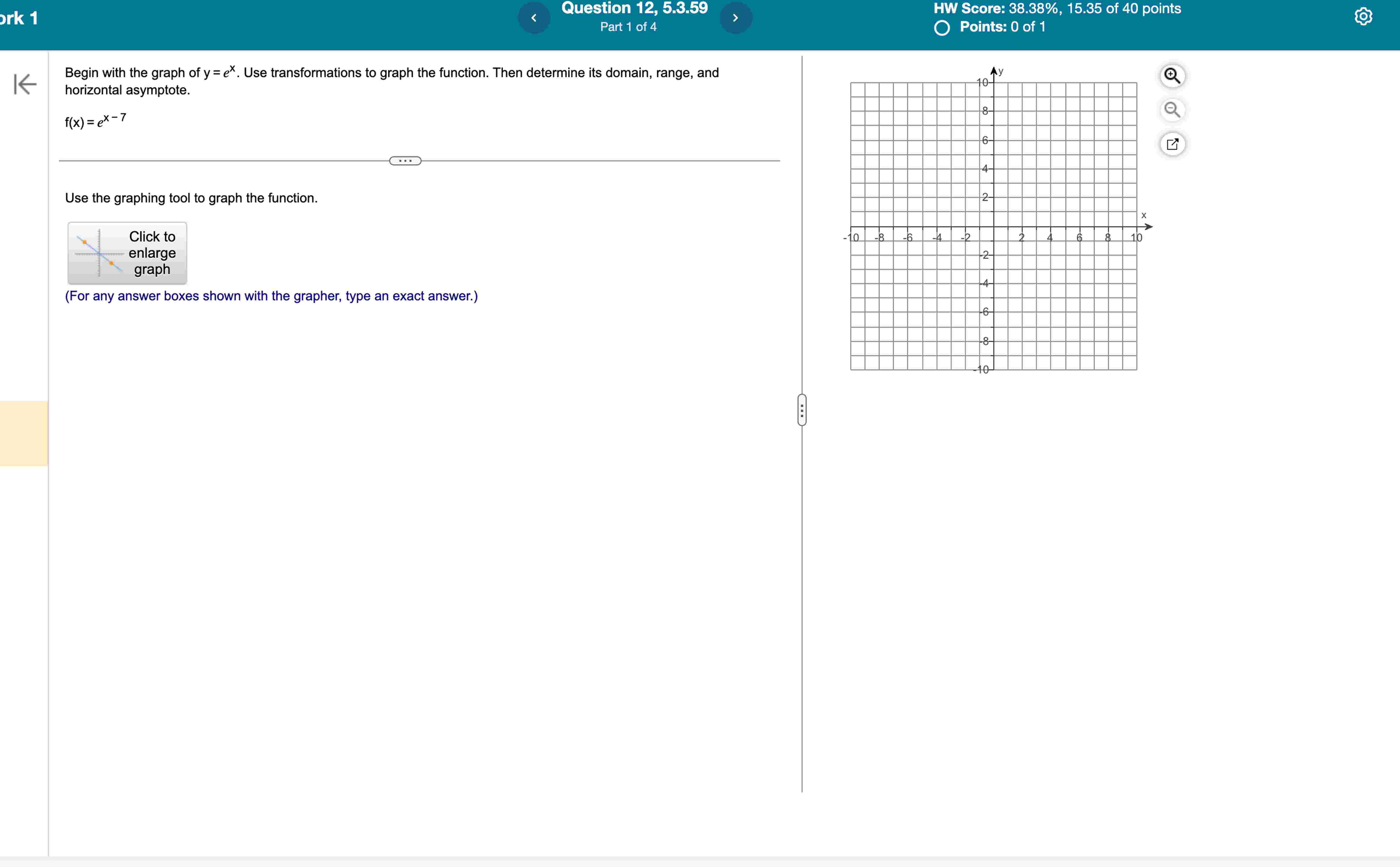 Solved Begin With The Graph Of Y Ex Use Transformations To Chegg