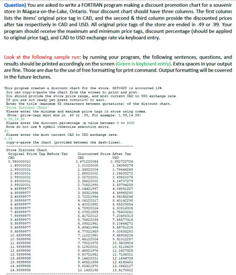 Solved Question You Are Asked To Write A FORTRAN Program Chegg