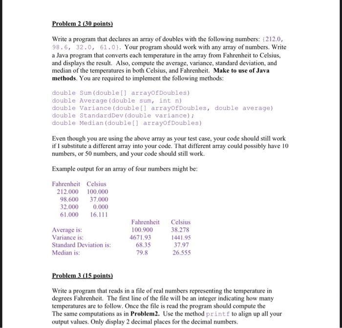 Solved Write A Program That Declares An Array Of Doubles Chegg