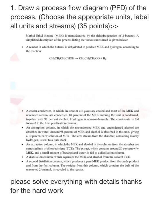 Solved Draw A Process Flow Diagram Pfd Of The Process Chegg