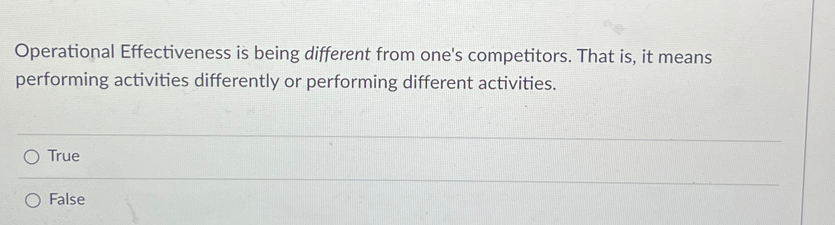 Solved Operational Effectiveness Is Being Different From Chegg