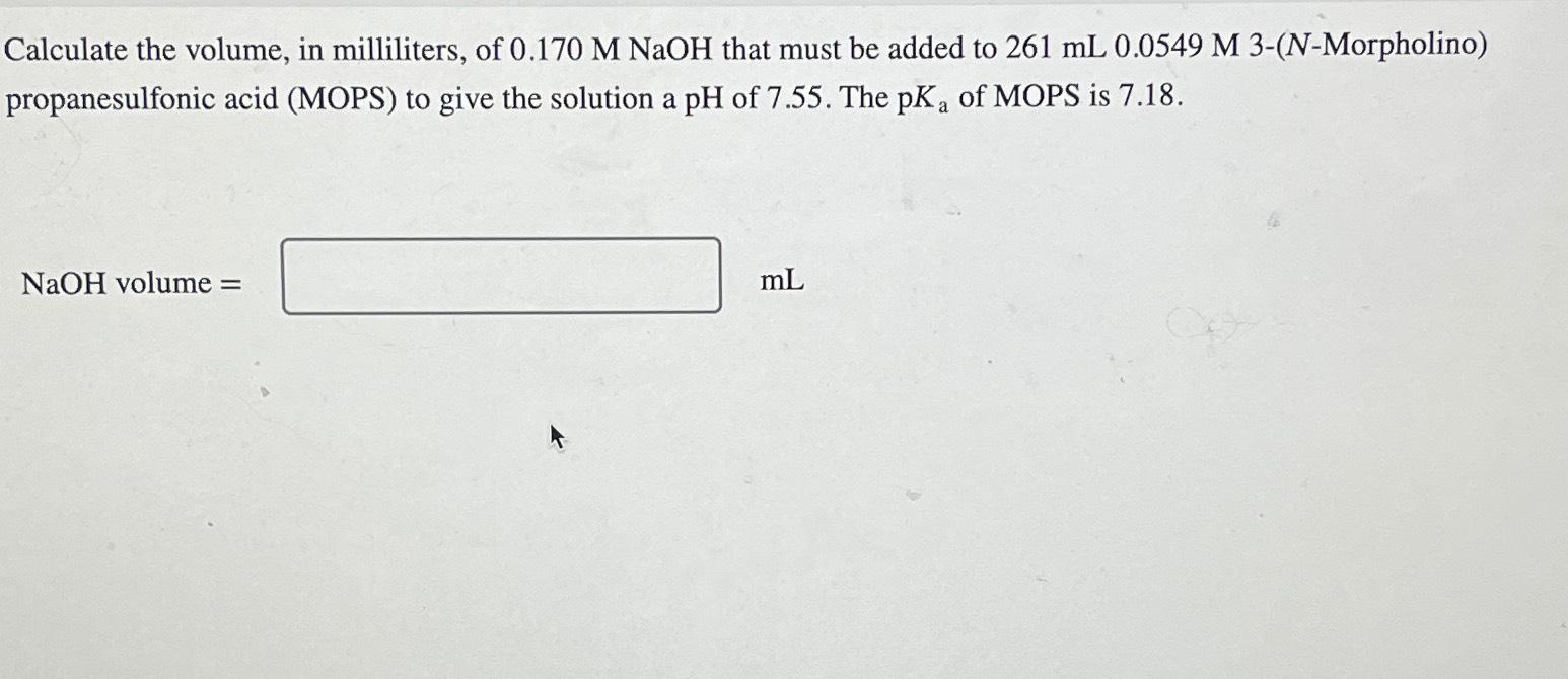 Solved Calculate The Volume In Milliliters Of Mnaoh Chegg