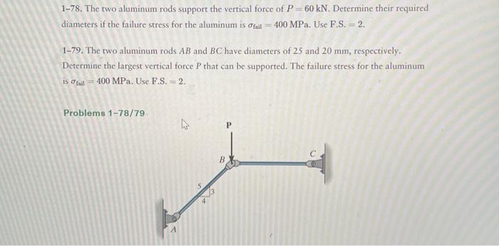 Solved 1 78 The Two Aluminum Rods Support The Vertical Chegg