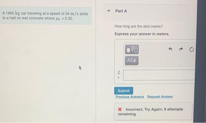 Solved Part A A Kg Car Traveling At A Speed Of M S Chegg