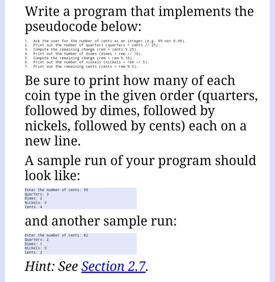 Solved Write A Program That Implements The Pseudocode Below Chegg