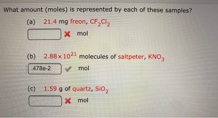 Solved What Amount Moles Is Represented By Each Of These Chegg