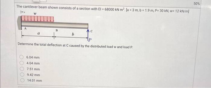 Solved The Cantilever Beam Shown Consists Of A Section With Chegg