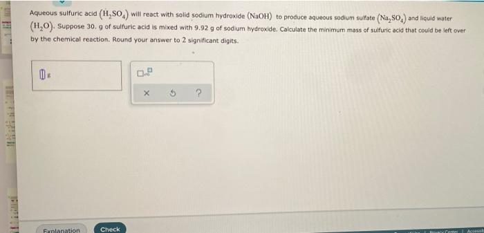 Solved Aqueous sulfuric acid H₂SO₂ will react with solid Chegg