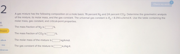 Solved A Gas Mixture Has The Following Composition On A Mole Chegg