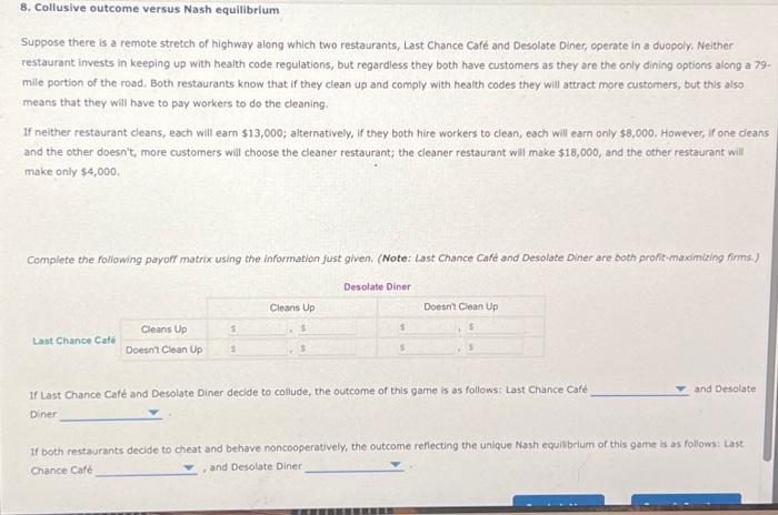 Solved Collusive Outcome Versus Nash Equilibrium Suppose Chegg