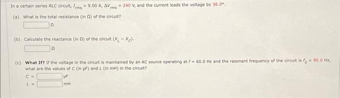 Solved Ms In A Certain Series Rlc Circuit Ims A Av Chegg