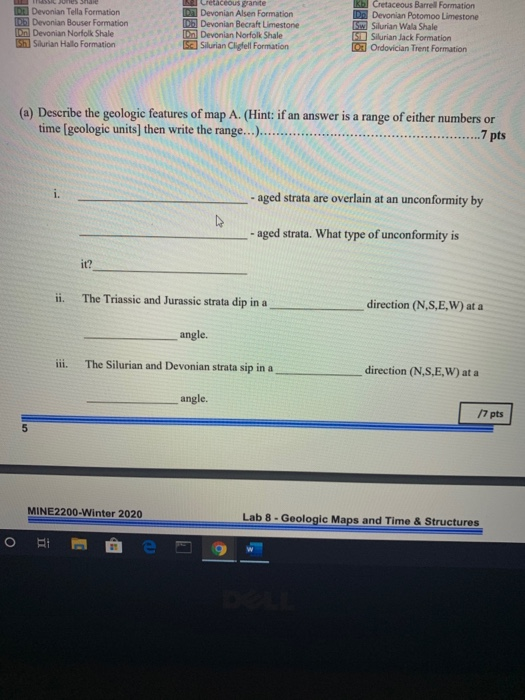 Solved Exercise Interpreting Geologic Maps Answer The Chegg