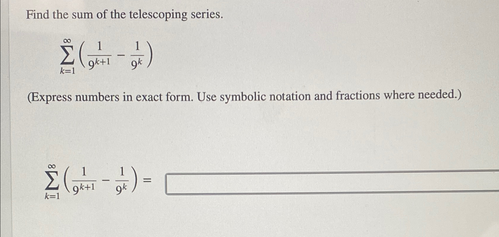 Solved Find The Sum Of The Telescoping Chegg