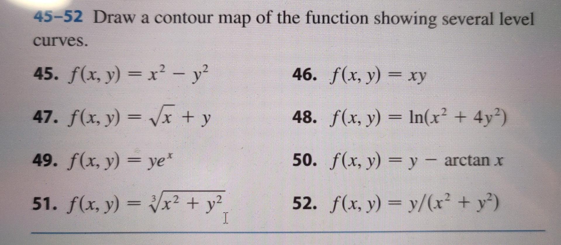 Solved 45 52 Draw A Contour Map Of The Function Showing Chegg