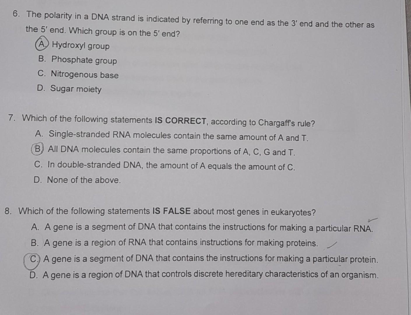 Solved 6 The Polarity In A DNA Strand Is Indicated By Chegg