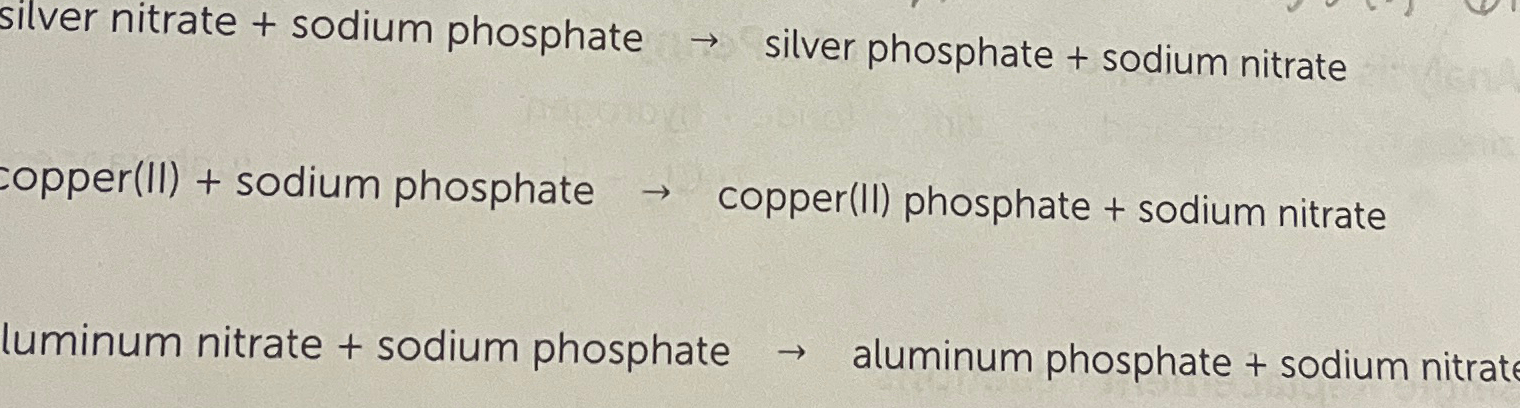 Solved Silver Nitrate Sodium Phosphate Silver Chegg