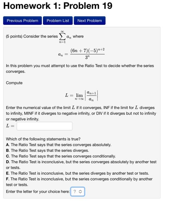 Solved 5 Points Test The Series For Convergence Or Chegg