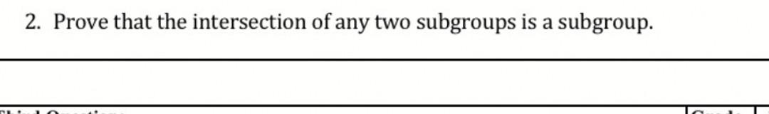 Solved 2 Prove That The Intersection Of Any Two Subgroups Chegg