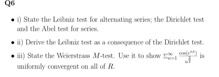 Solved Q I State The Leibniz Test For Alternating Chegg