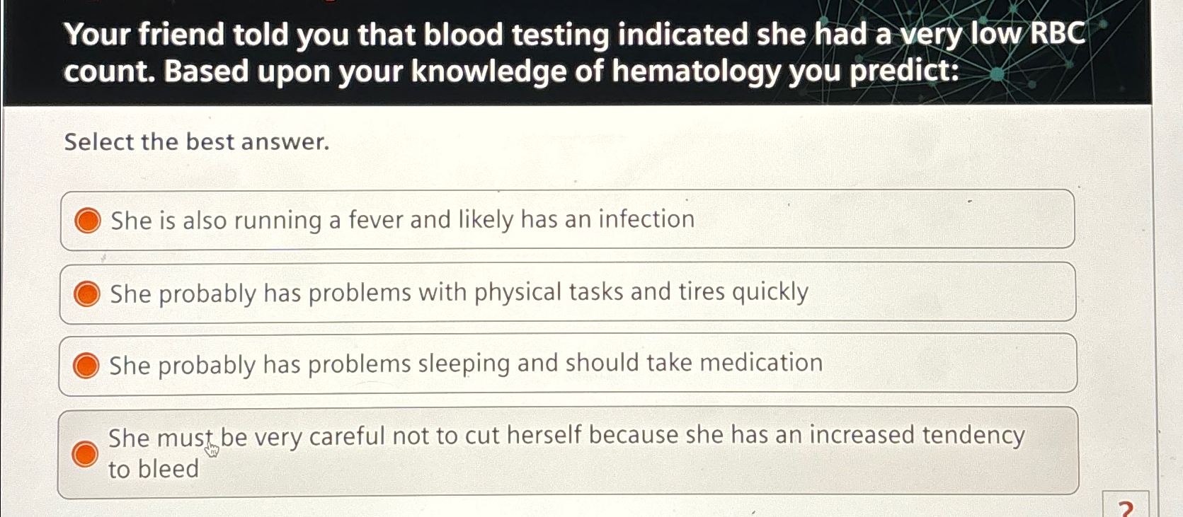 Solved Your Friend Told You That Blood Testing Indicated She Chegg