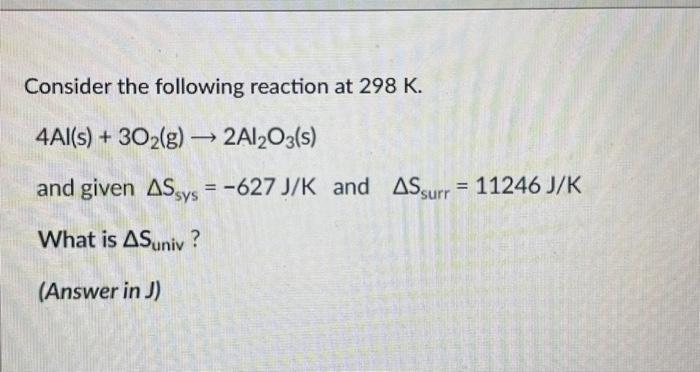 Solved Given The Following Reaction At K And Chegg