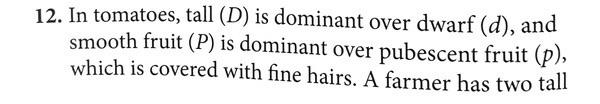 Solved In Tomatoes Tall D Is Dominant Over Dwarf D Chegg