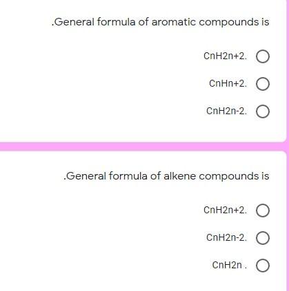 Solved General Formula Of Aromatic Compounds Is Cnh N O Chegg