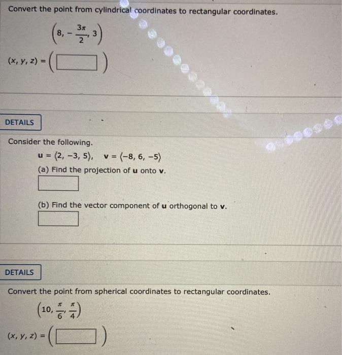 Solved Convert The Point From Cylindrical Coordinates To Chegg