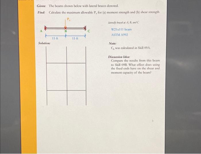 Given The Beams Shown Below With Hateral Braces Chegg