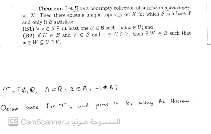 Solved Theorem Let B Be A Nonempty Collection Of Subsets Or Chegg