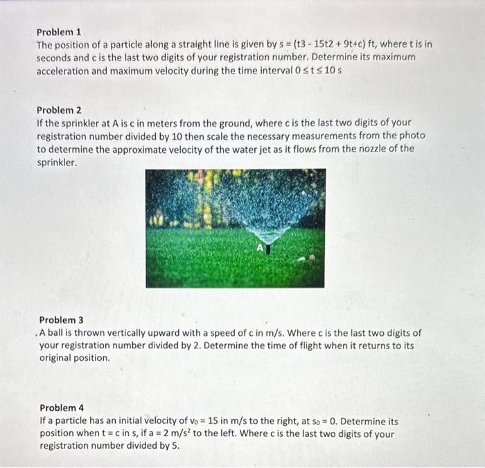 Solved Problem 1 The Position Of A Particle Along A Straight Chegg